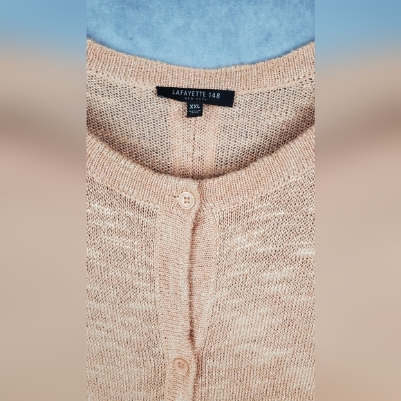 Lafayette 148 New York Women pale orange Front button down Linen Cardigan XXL - Picture 3 of 10